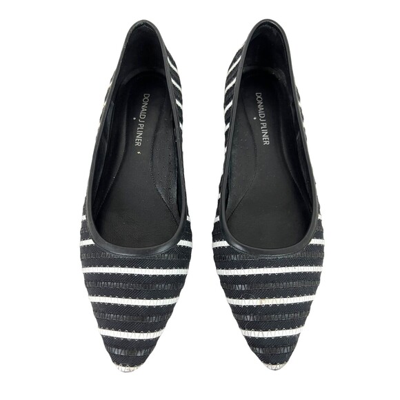 Donald J. Pliner Flats Women's Size 8.5 Pointed Adore Black & White Stripes - Picture 1 of 11